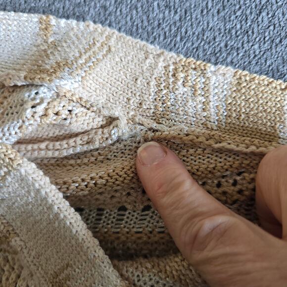 Veronica Beard Goliad Cardigan Women's XS Tan Cream Open Knit Stripe Casual Boho - Picture 9 of 15